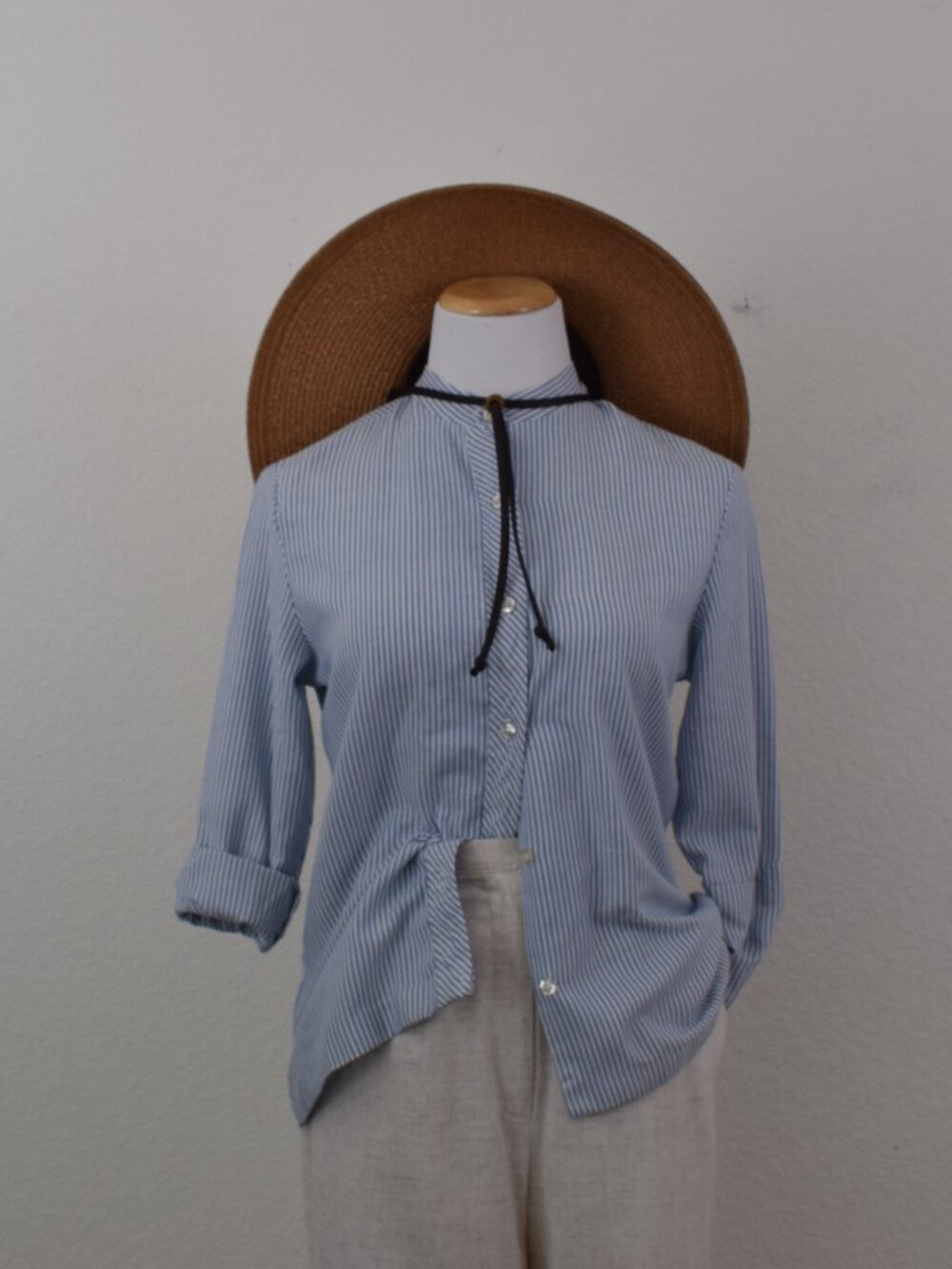 Vintage 80s Striped Poly/Cotton Womens Shirt size‎ 10
